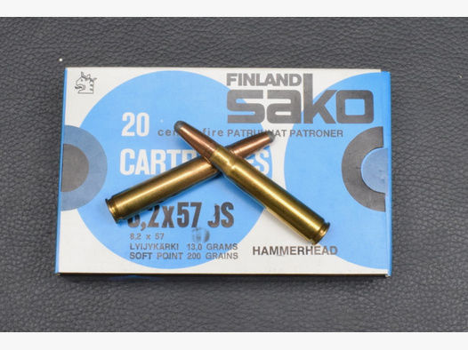 20 Patronen Sako 8x57JS, Hammerhead 13,0g/200gr, zum Sonderpreis