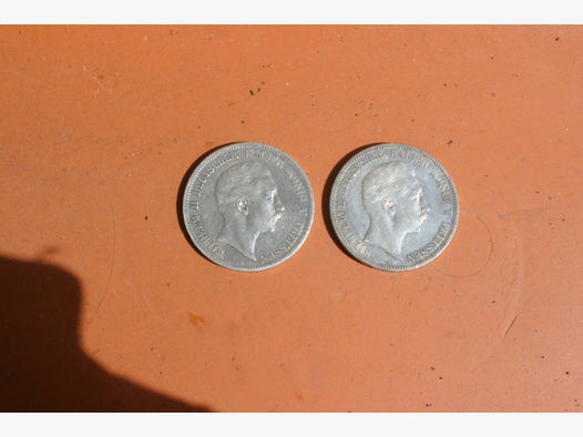 Silber Münzen alte 5 Reichsmarkstücke Wilhelm 2