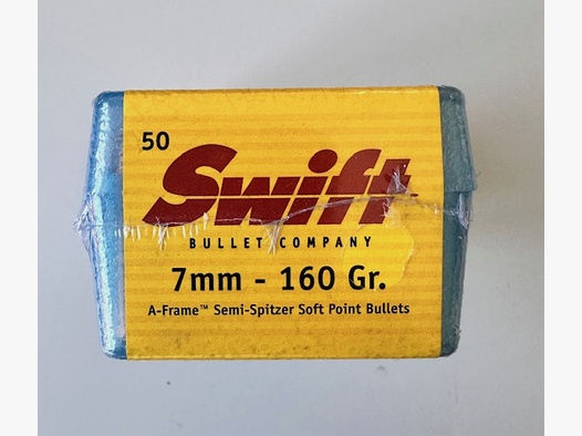 Swift Geschosse 7mm 160 gr A-Frame Semi- Spitzer Soft Point (50 St.)