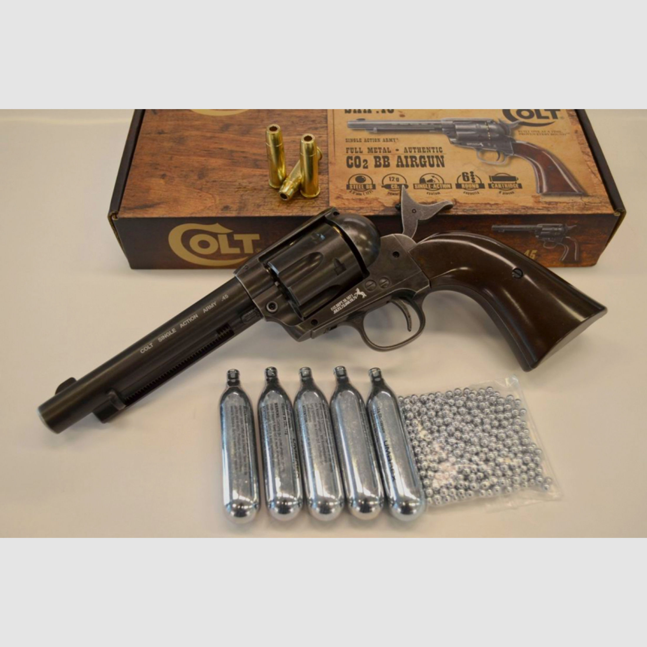 Vollmetall COLT SAA .45 Revolver * Antik Finish * 4,5 mm BB´s * 5,5" Lauf * mit Starterpaket