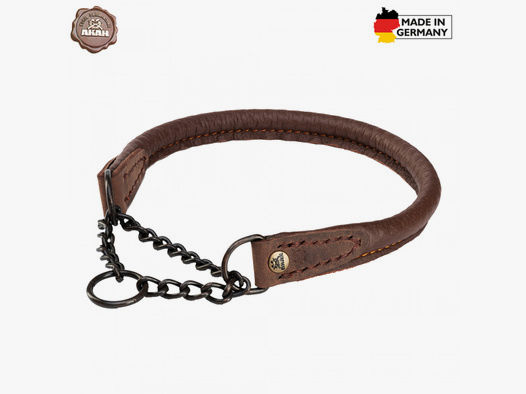 HALSUNG aus ELCHLEDER - rundgenäht, mit Durchzugskette Handgenäht in GERMANY Halsumfang Größe: 55cm