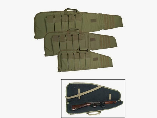 Gewehrtasche / Waffen Futteral Oliv 140cm m. Magazintaschen - Rifle Case abschließbar
