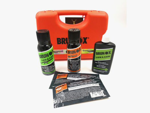 Brunox Waffenpflegebox SET Waffenpflegespray LUB & COR Waffenpflege & Reiniger 2 x 6 g Tuch