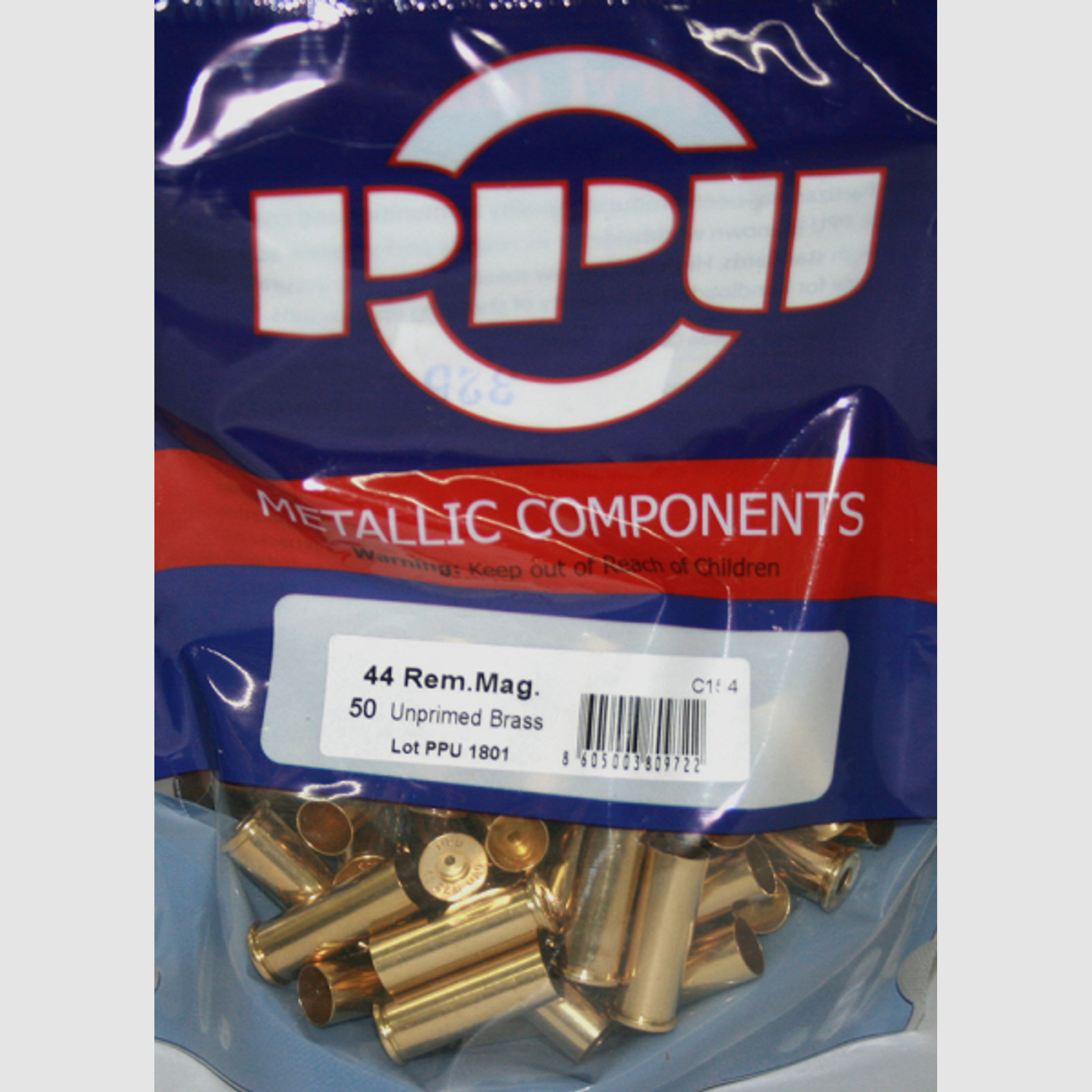 50 Stück > NEUE PPU / PrviPartizan Kurzwaffenhülsen .44 Magnum Boxerzündung / Unprimed Brass #C154