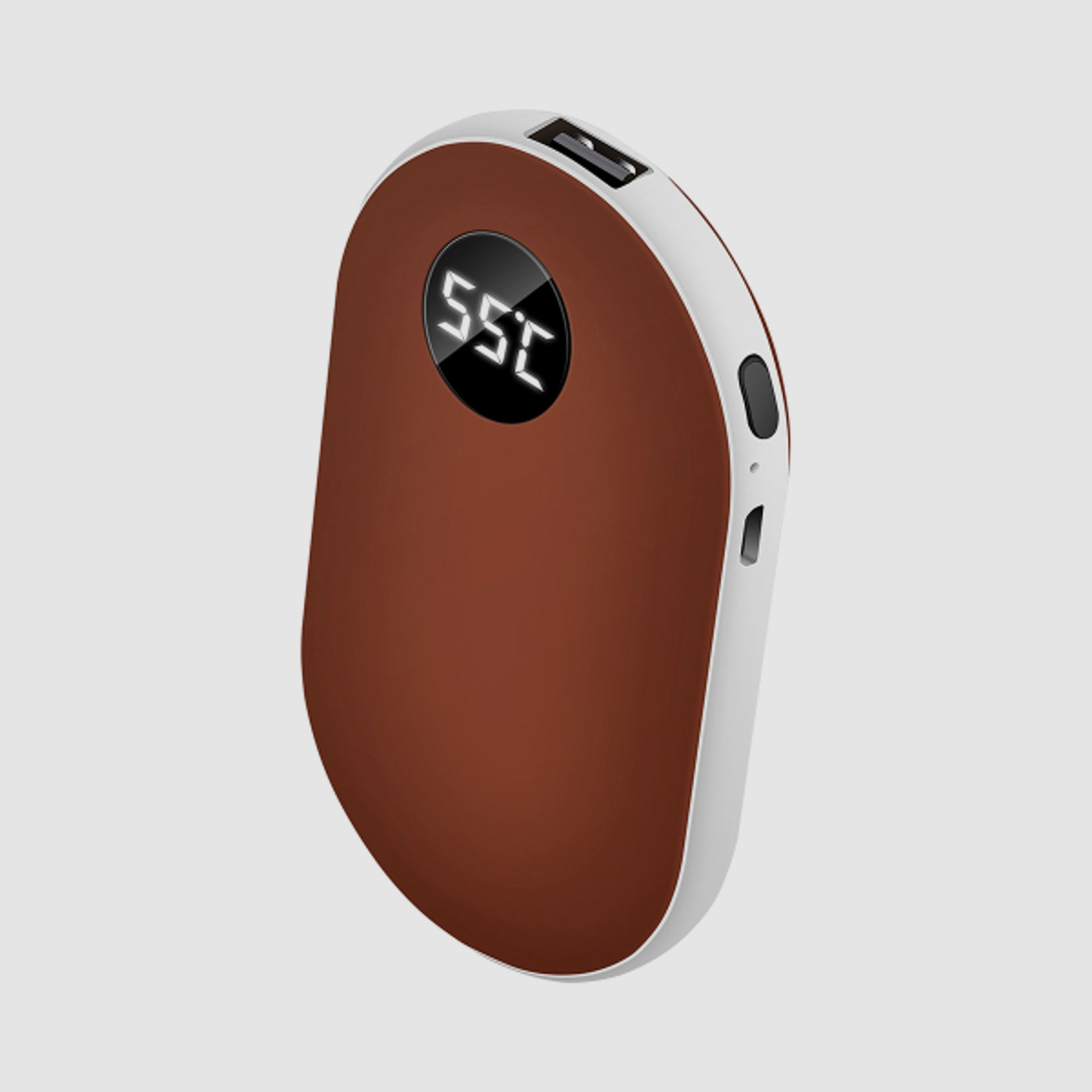 Elektrischer Handwärmer ROTBRAUN - USB wiederaufladbar -ca. 42-52 Grad einstellbar - Taschenwärmer