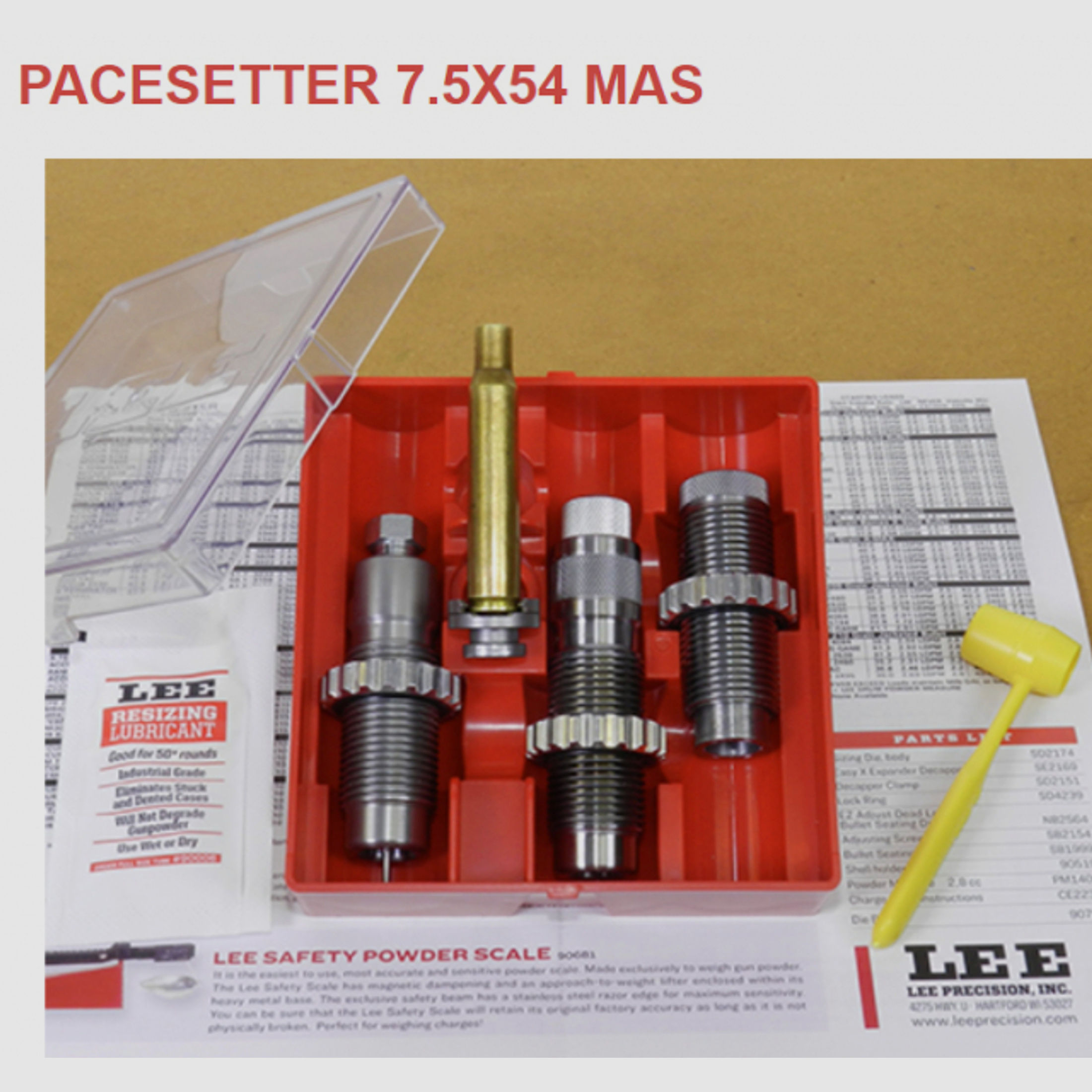 LEE 3-Die-Pacesetter Langwaffen Matrizensatz-SET Full-Length | 7,65 ARGENTINE MAUSER 7,65x53 #90732