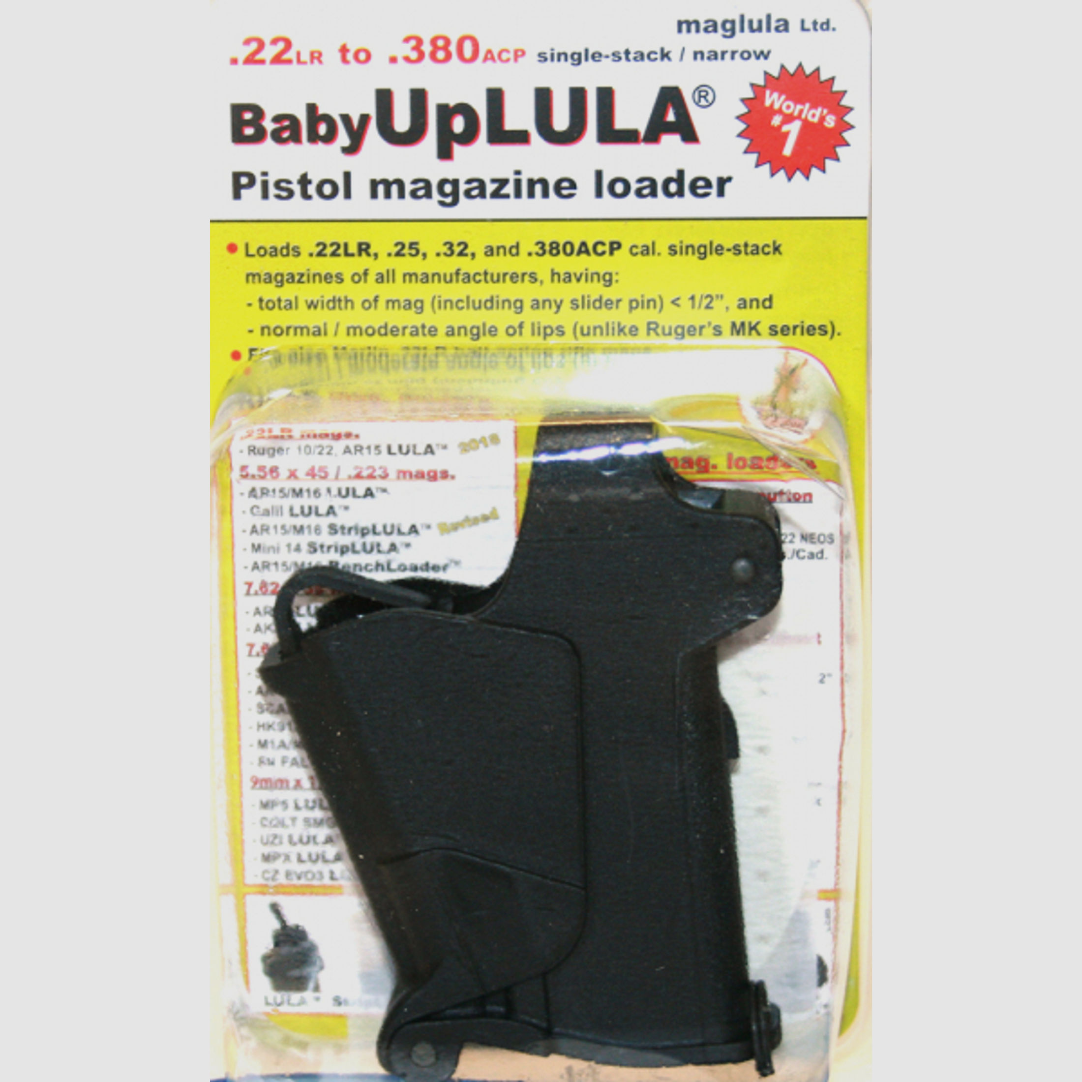 NEU! Maglula BABYUplula Universal Ladehilfe für KK 22lr lfb - 380 A. Magazine Einreihig SINGLE-STACK