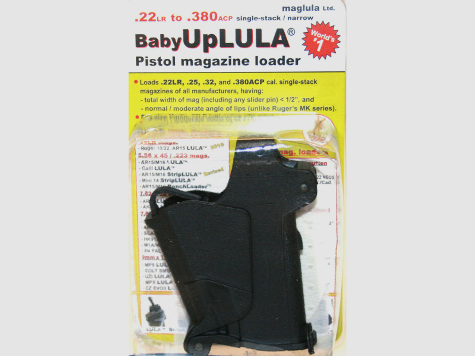 NEU! Maglula BABYUplula Universal Ladehilfe für KK 22lr lfb - 380 A. Magazine Einreihig SINGLE-STACK