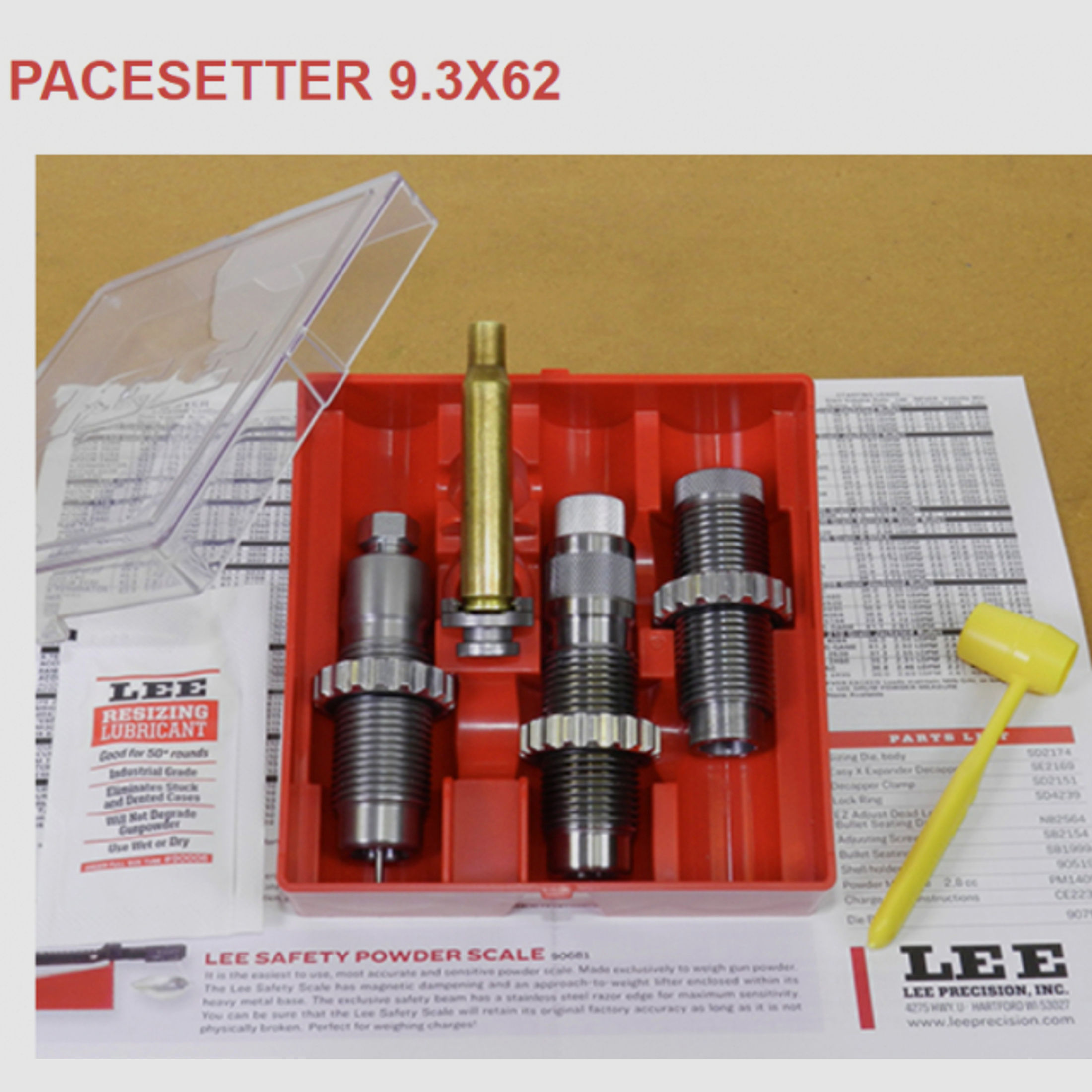 LEE 3-Die-Pacesetter Langwaffen Matrizensatz-SET Full-Length | 9,3x62 9.3x62 9,3 x 62 | #90654 NEU