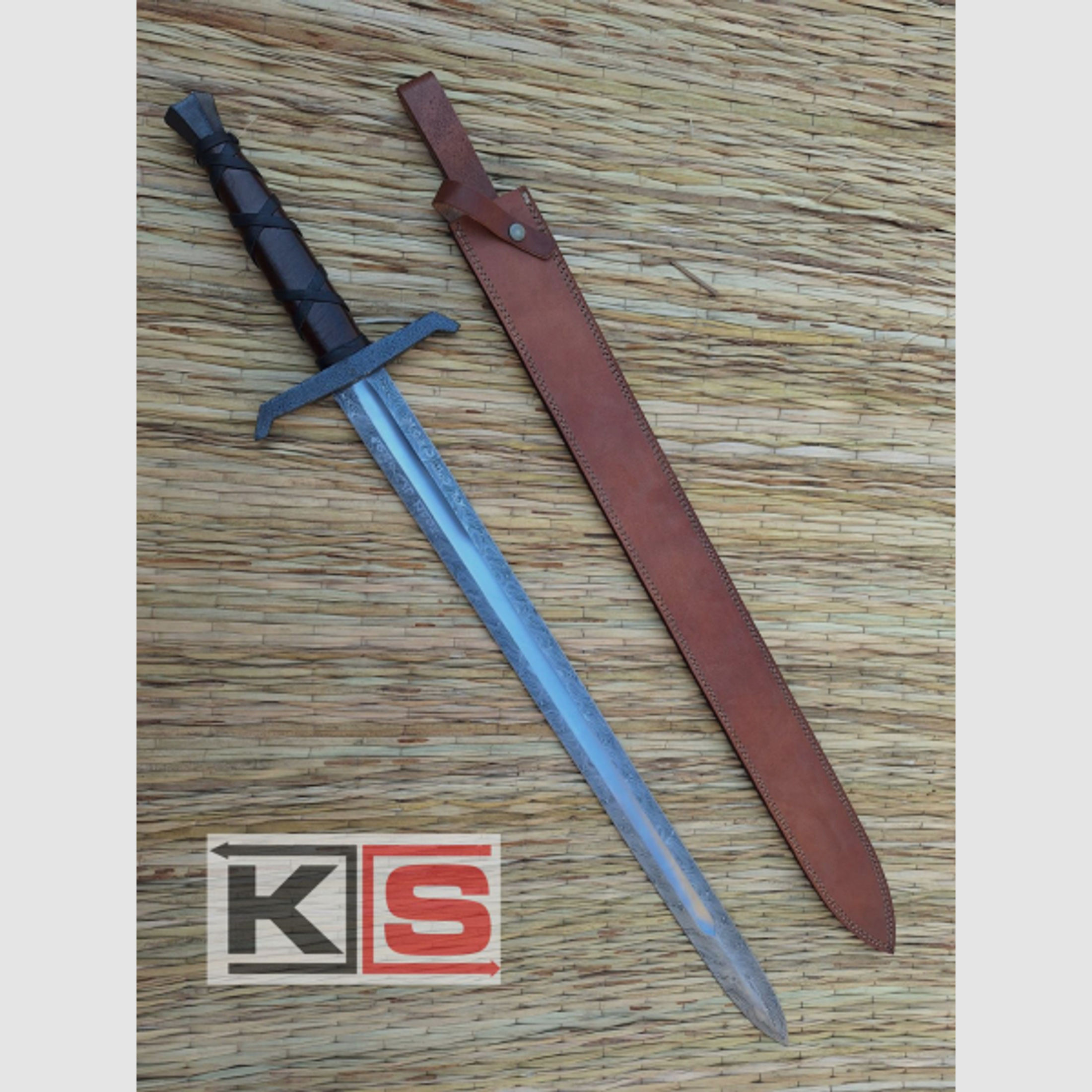Handgeschmiedetes Damast Schwert ähnlich König Arthur Legend of the Sword Kampftauglich Scharf