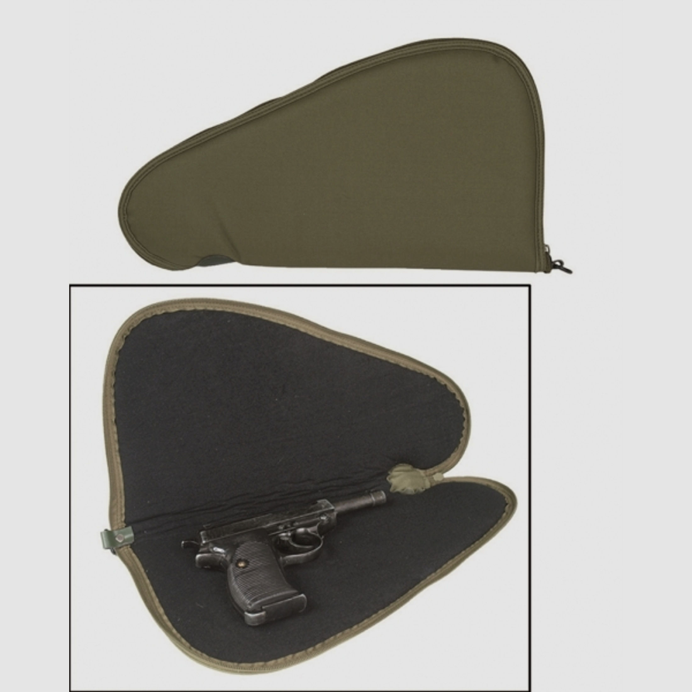 Pistolentasche Oliv LARGE (40cm)- gefüttert + abschließbar - Pistol Case Waffentasche Futteral