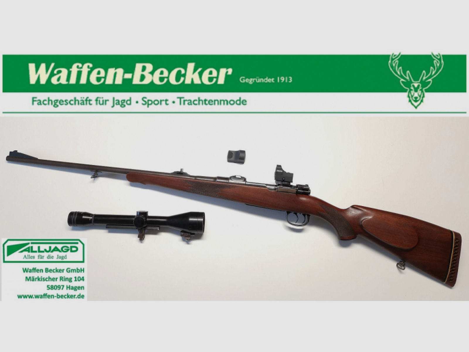 Repetierbüchse Mauser Mod.98 Drückjagd Kal. 7x64 + Hertel & Reuss 2,75-10x50 Abs.1 + Red-Dot-Sight