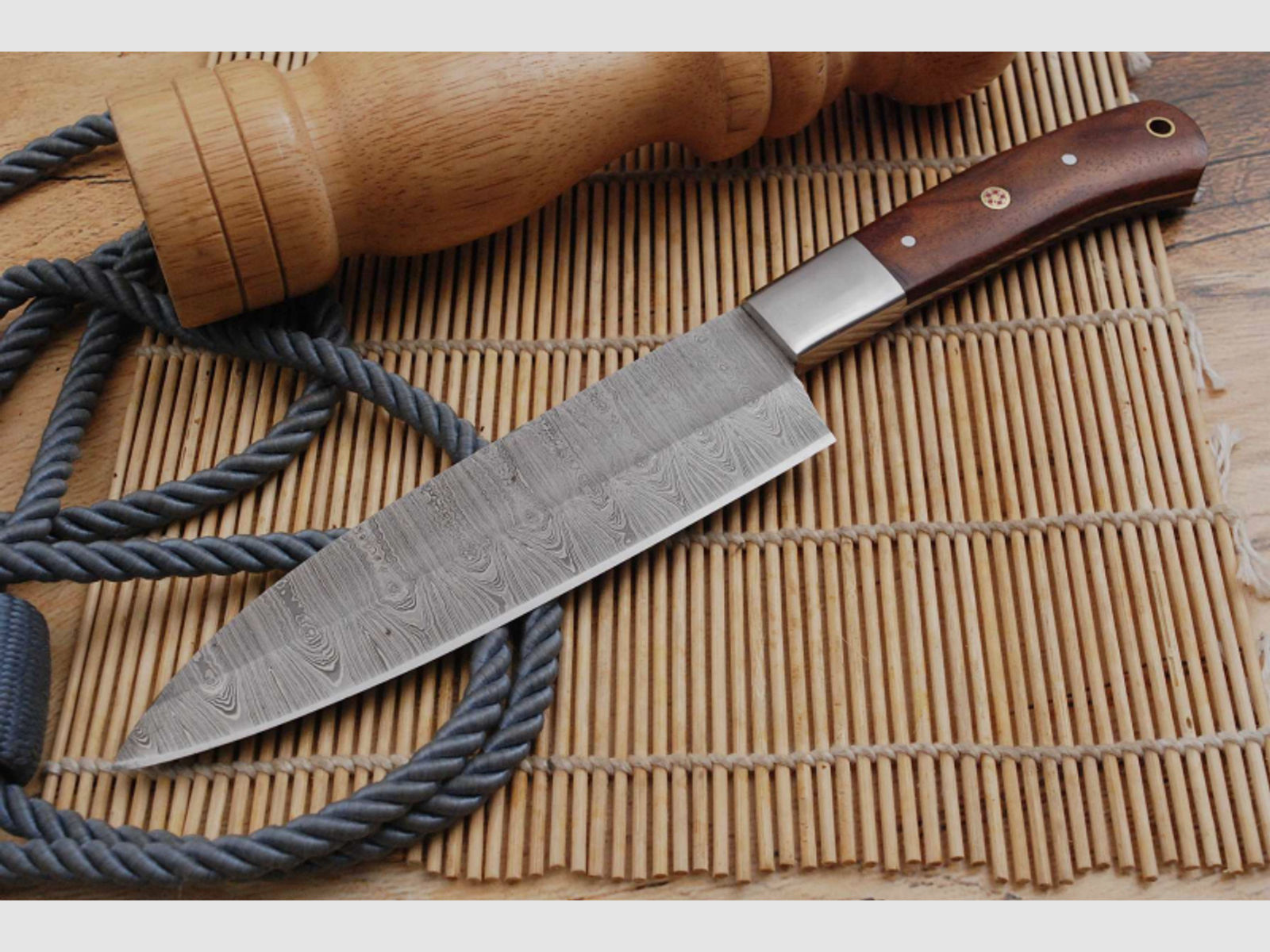 Custom Damascus Steel Chef Knife Damast Küchen Messer With WOOD Handle 6067