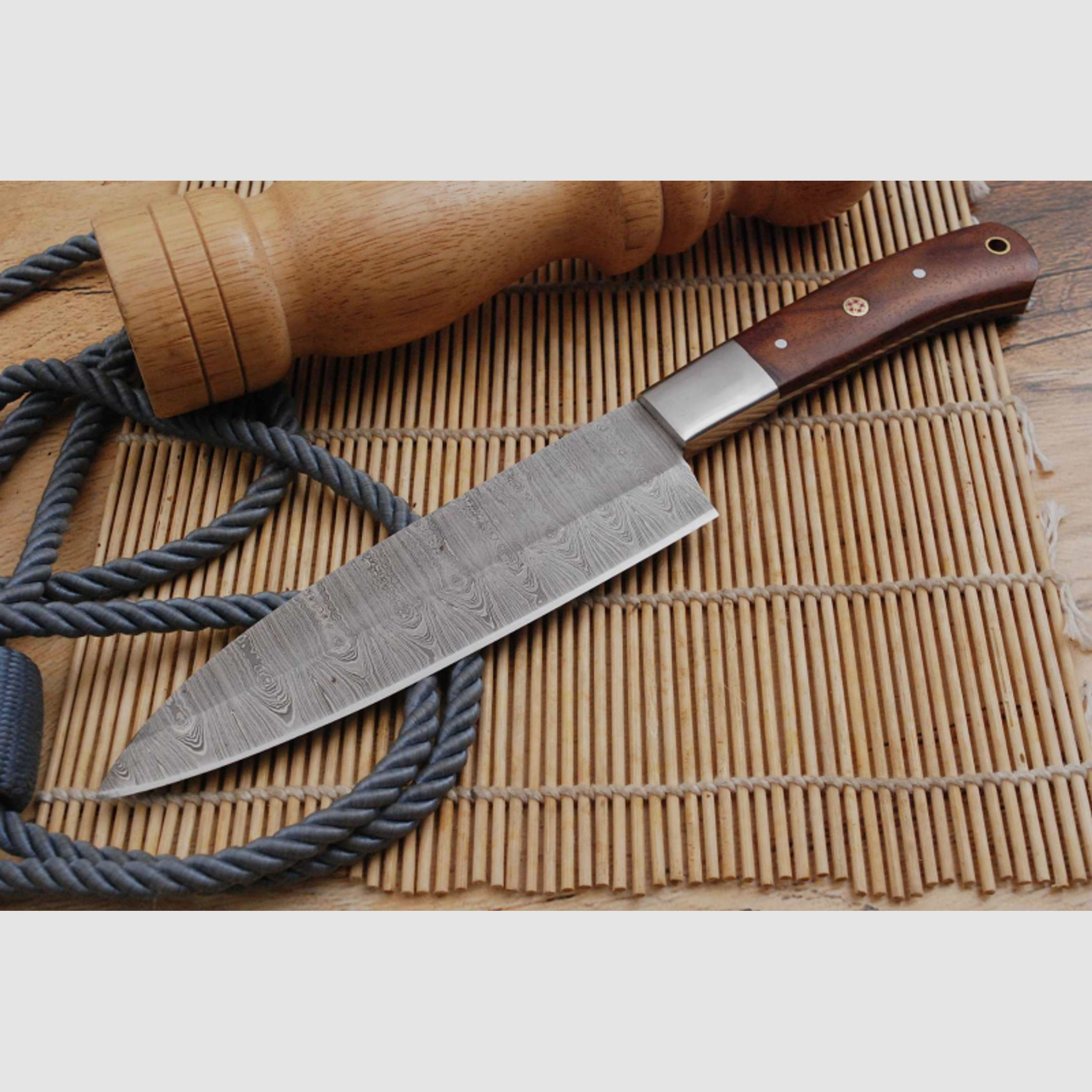 Custom Damascus Steel Chef Knife Damast Küchen Messer With WOOD Handle 6067