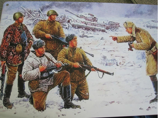 RETRO altes Blechschild russische Infanterie im Schnee 20x30 cm