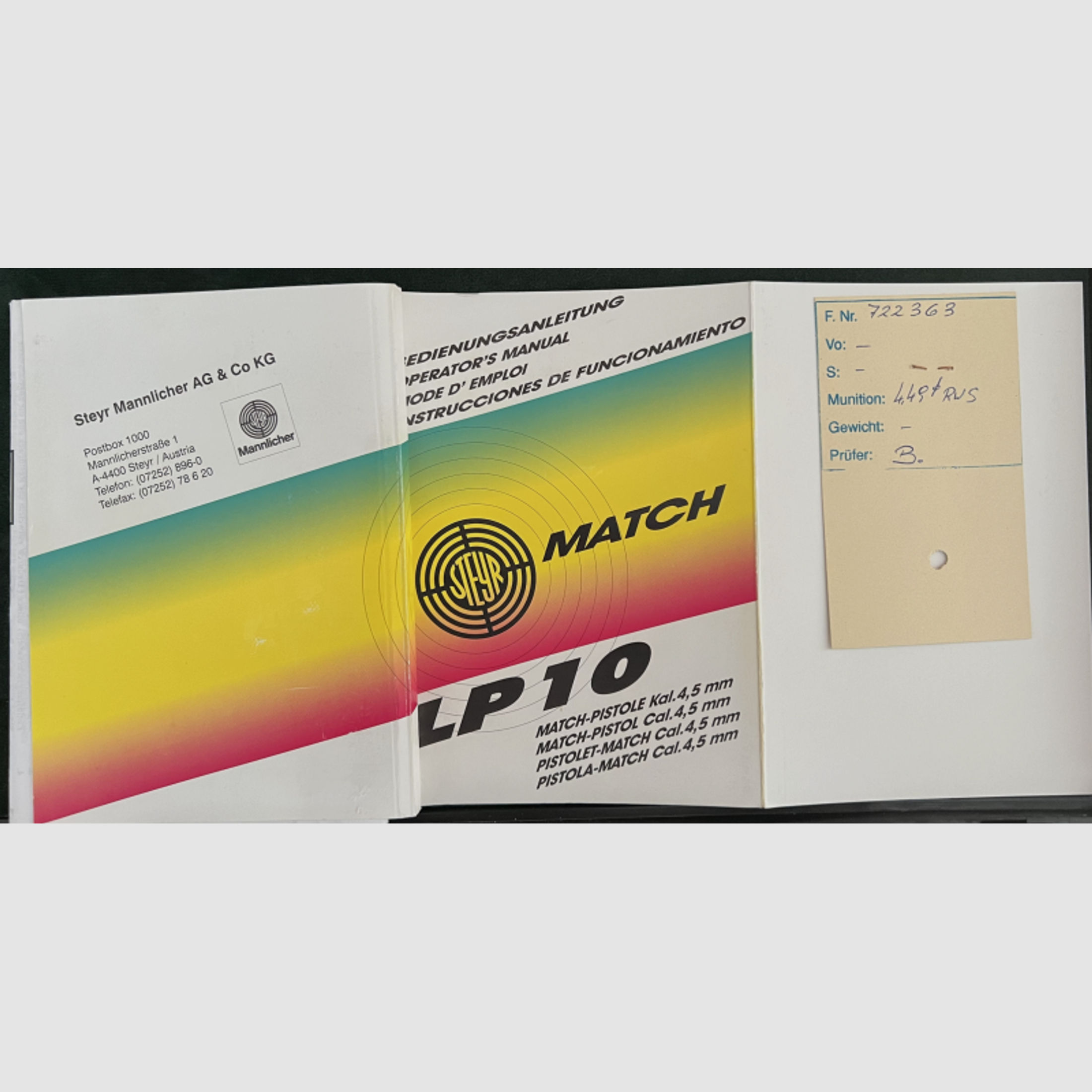 Steyr LP10 Match-Pressluftpistole LuPi, Rechtsgriff M