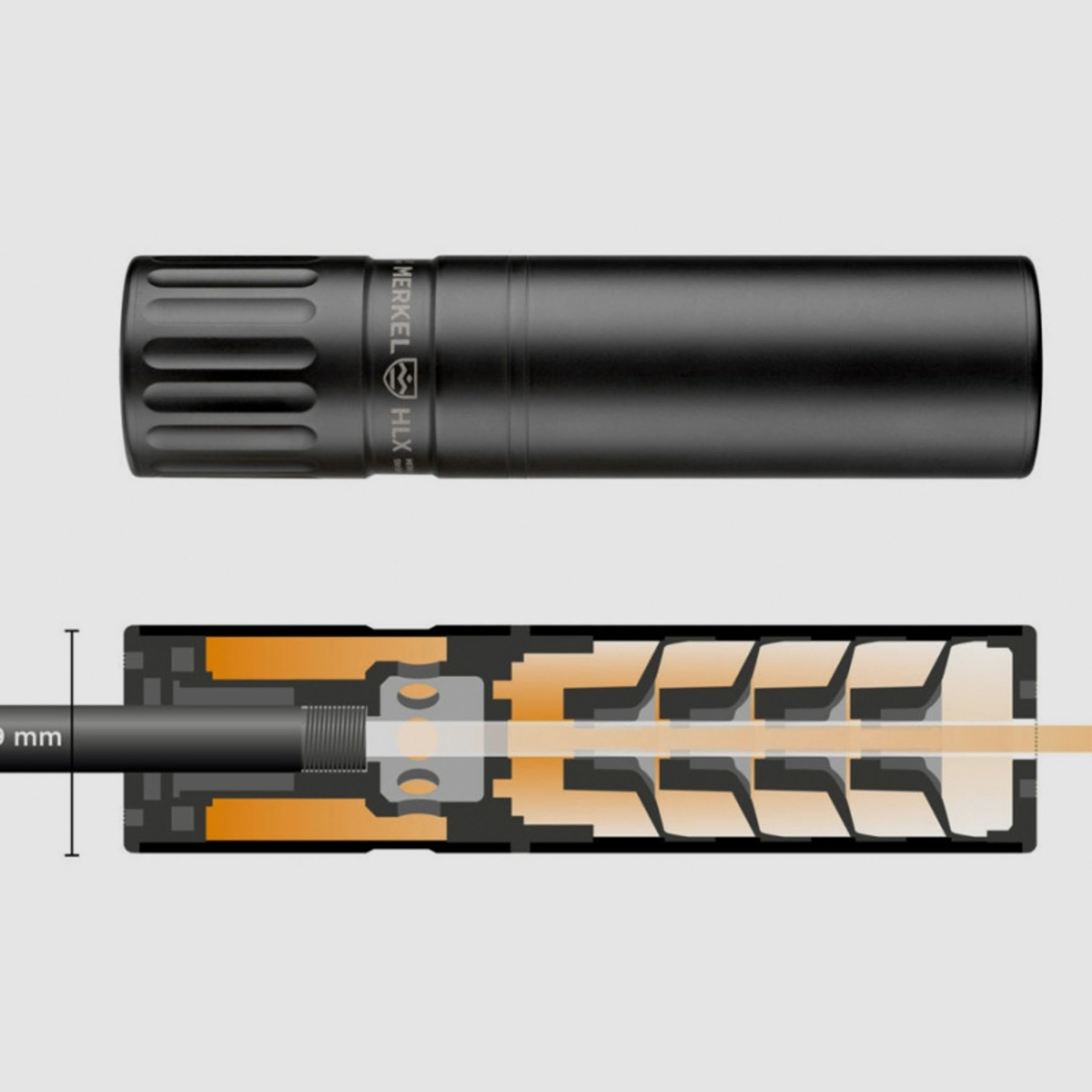 Merkel Schalldämpfer HLX Suppressor Kaliber 8mmS .338 9,3 mm B&T 8x57 8x60 8x64 8x68 etc