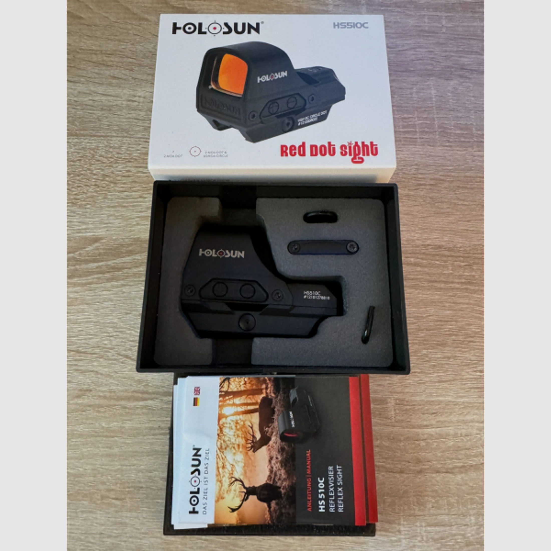 Holosun HS510C + HS-Lens-Cleaning-Pen, neu, offenes Reflex Rotpunktvisier