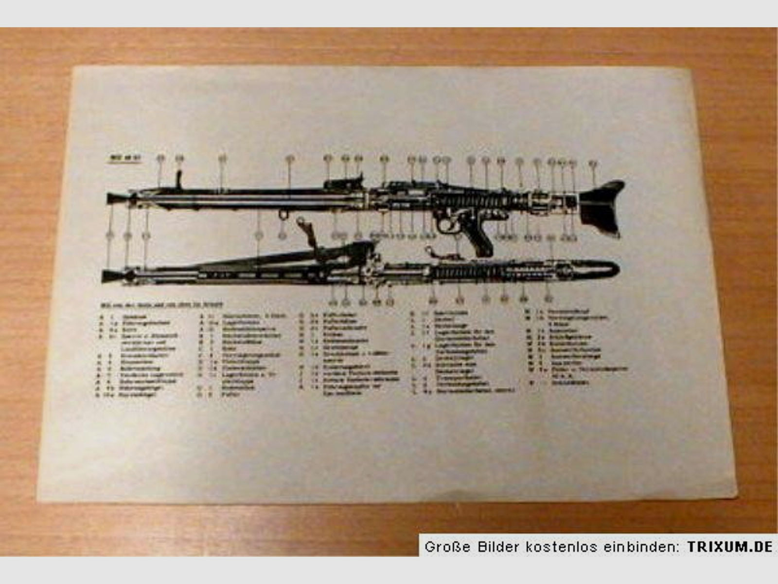 2x Plan vom MG 42 mit vollständiger Beschriftung-selten