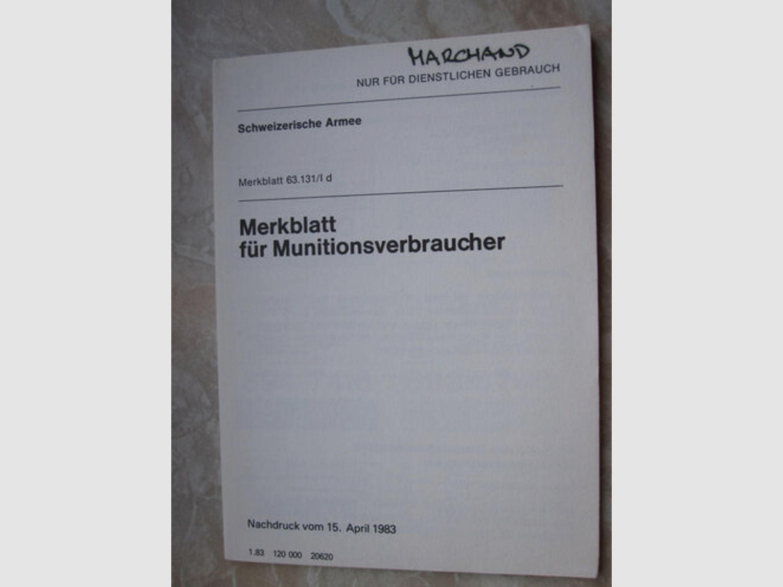 Schweizer Vorschrift Merkblatt für Munitionsverbraucher