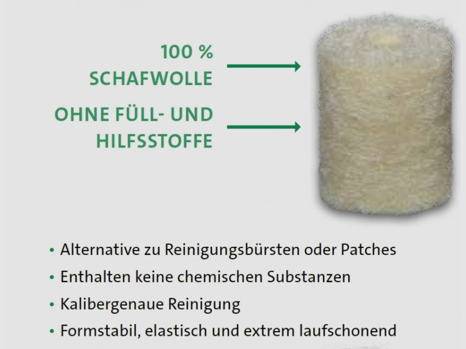 60x BALLISTOL Reinigungsfilze/Filzreiniger KLASSIK Cal. 17(4mm/4,5mm)|100%Schafwolle;formstabil
