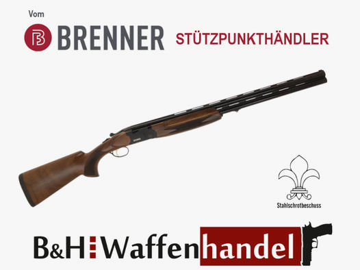 Neuwaffe, auf Lager: Brenner BF 18 Black 12/76 LL 71cm Flinte Stahlschrotbeschuss Bockflinte BF18