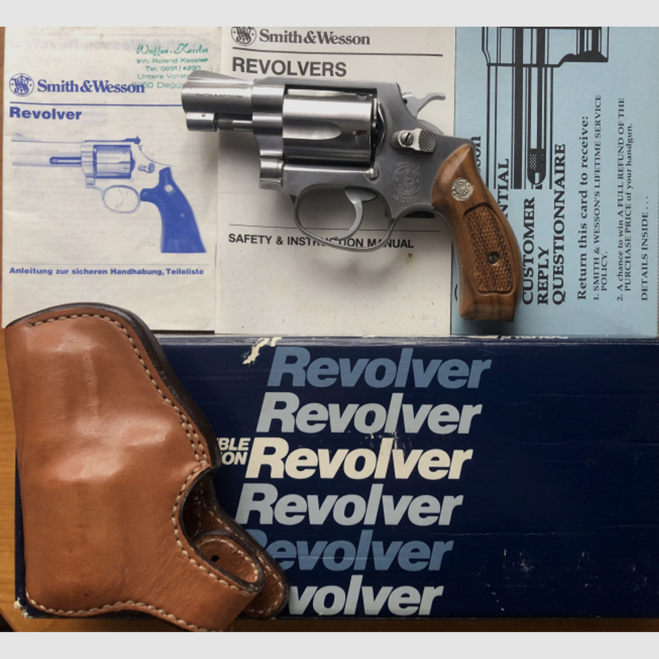 top Zustand: Smith & Wesson Mod. 60 stainless Revolver Bianchi Holster