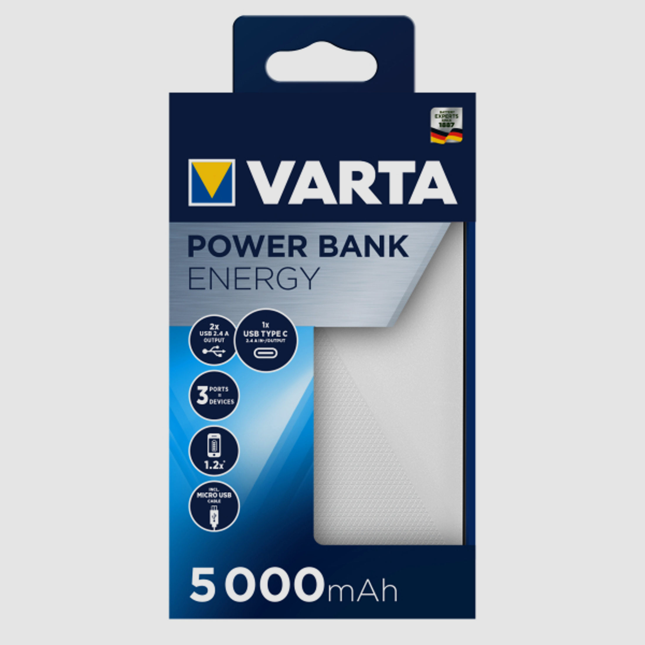 VARTA 57975 101 111 Power Bank Energy 5000mAh inkl. Cable | für Wärmebild Nachtsicht Taschenlampe ..