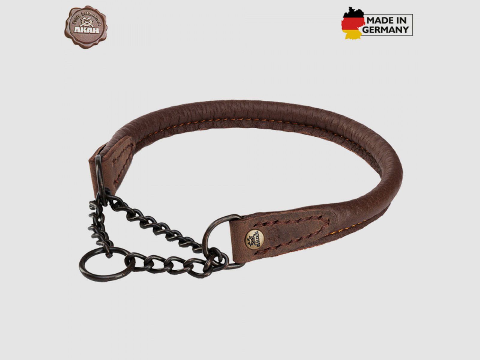 HALSUNG aus ELCHLEDER - rundgenäht, mit Durchzugskette Handgenäht in GERMANY Halsumfang Größe: 35cm