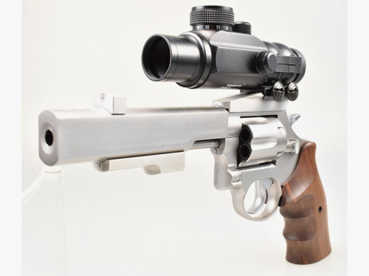 TAURUS M65 Stainless CUSTOM Revolver mit 6" Lauf Kal .357 Magnum , NILL Griff & TASCO Red Dot