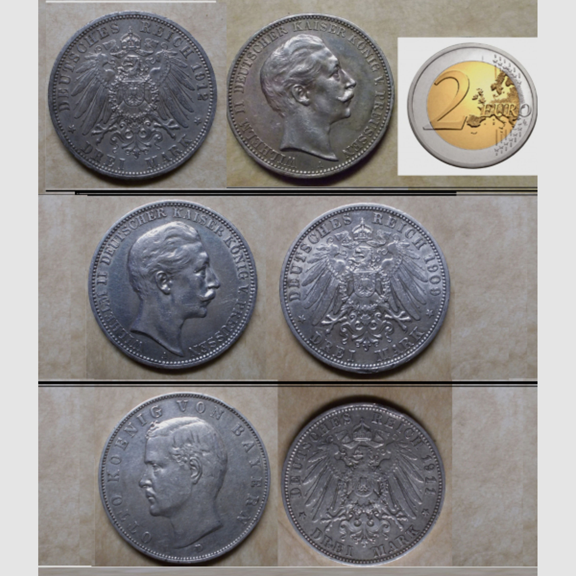 Originale historische Kaiserreich Silber Münzen in 900er Silber Münze 16,6 g