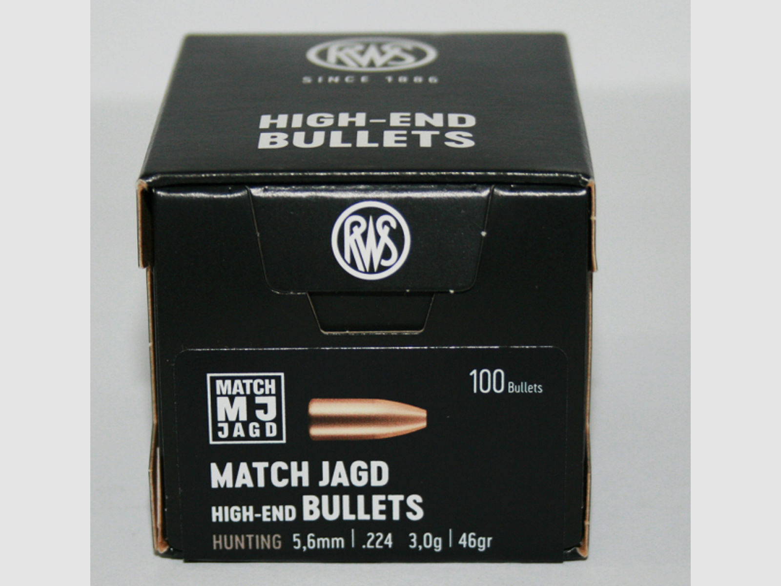 100 Stück NEUE RWS Geschosse - MJ (MATCH-JAGD) .224/5,6mm - 46gr/3,0g (#2145782) Präzises Hohlspitzg