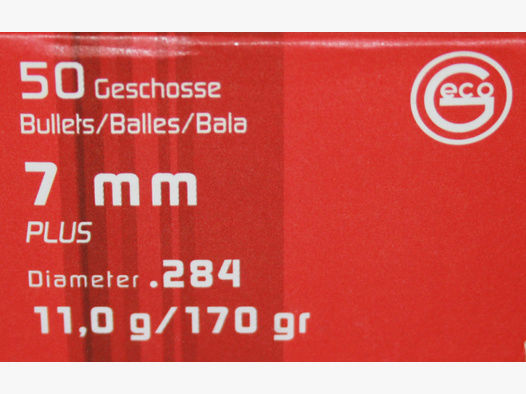 50 Stück NEUE GECO Geschosse - PLUS (Deformationsgeschoss) 7mm / .284 - 11,0g/170gr (#2318563) Wildp