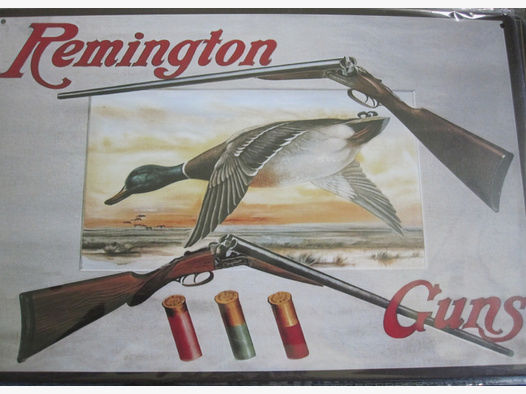 altes Blechwerbeschild Patronen Nachbildung Remington 20x30 cm Flinten und Muni
