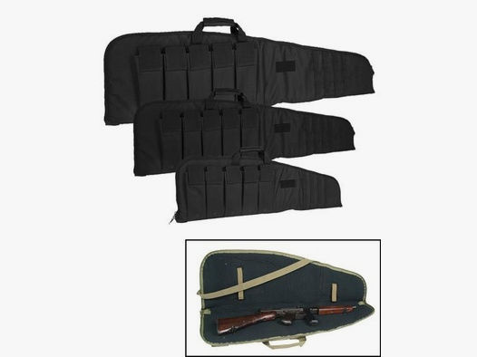 Gewehrtasche / Waffen Futteral Schwarz 140cm m. Magazintaschen - Rifle Case abschließbar