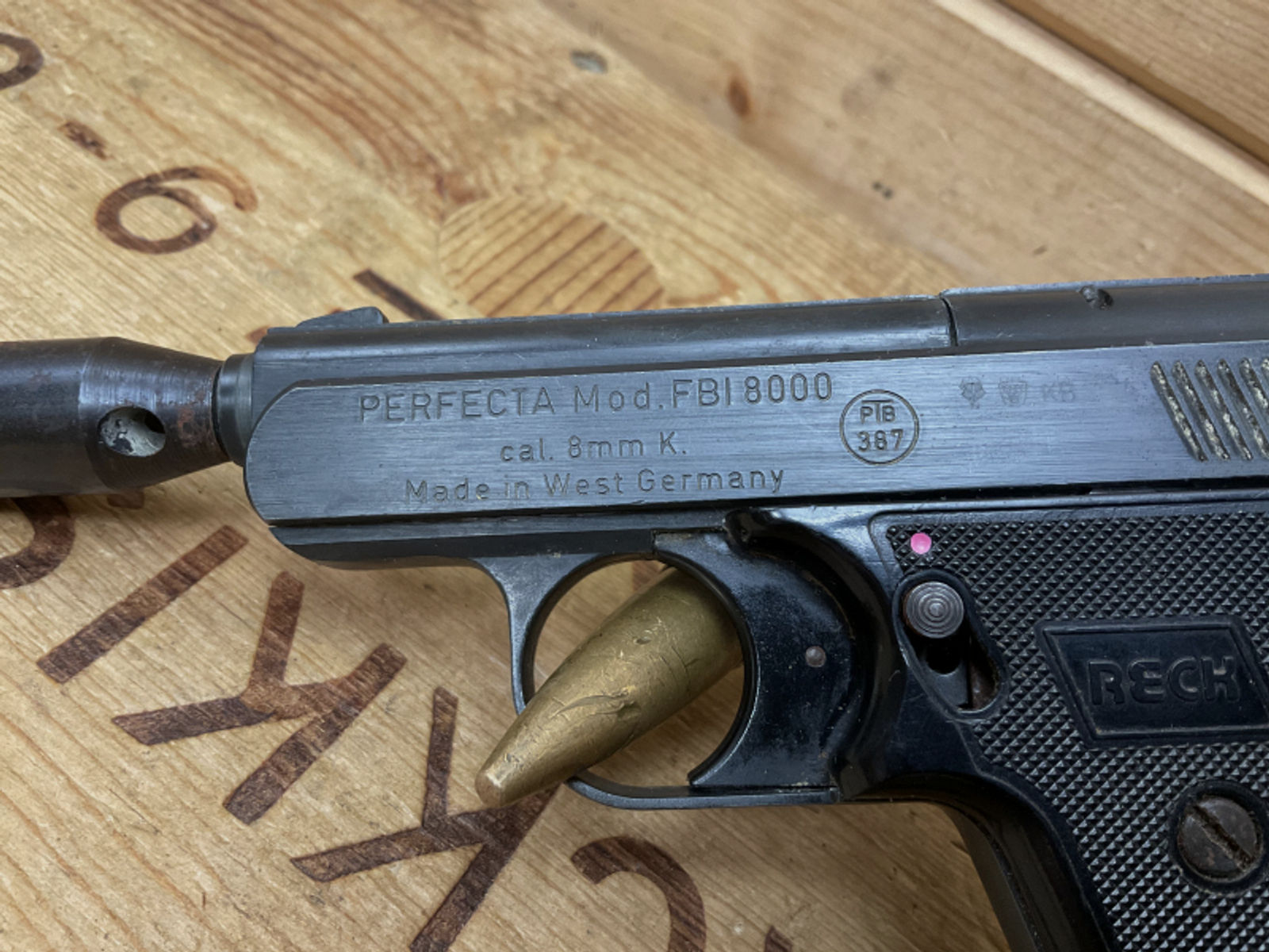 SRS Pistole Reck Perfecta Mod. FBI 8000, PTB 387 Kal.8mm Knall