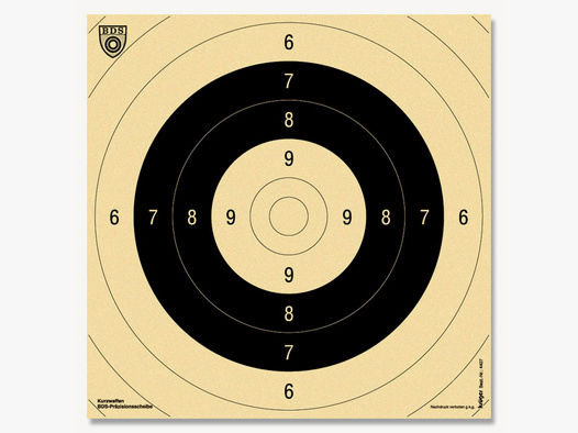 250 x Einsteckspiegel BDS Scheibe Nr. 9. Pistole 25m/MD 26x26cm | 200g/m2 chamois Schießscheibenkart
