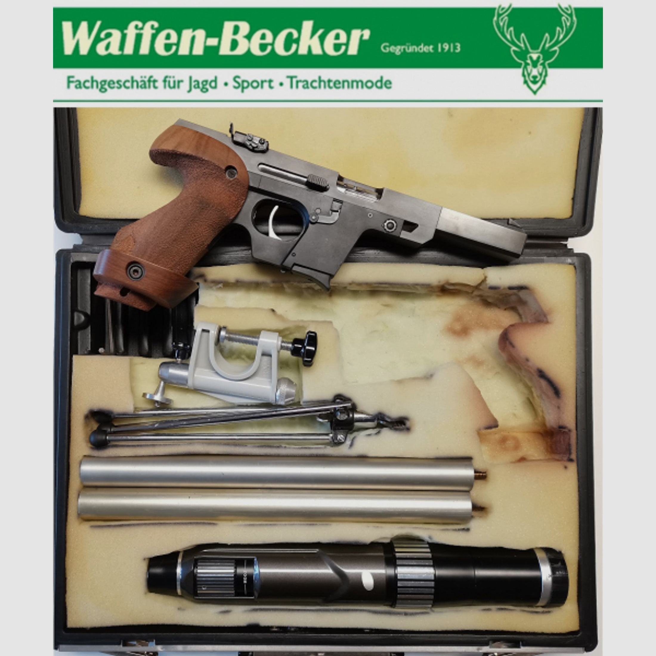 Pistole Walther GSP Kal. .22lr. + Spektiv + Koffer