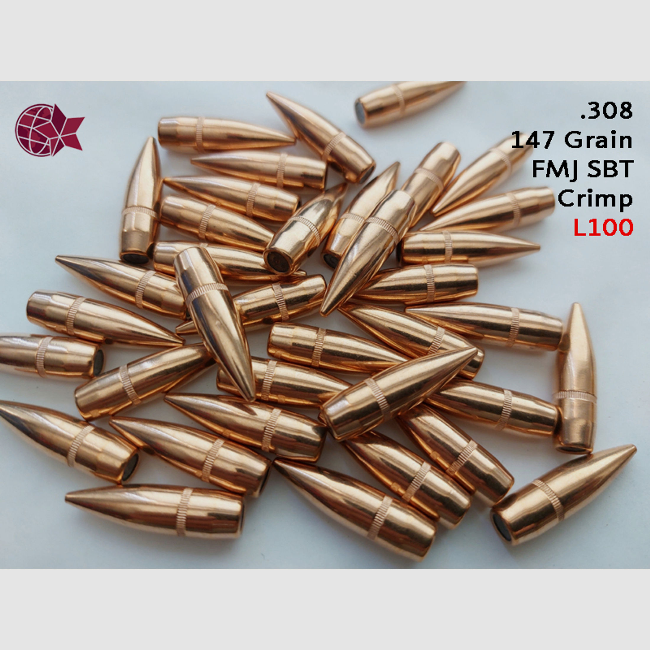 500 x .308 Winchester .30 .308 Win 7,62 × 51mm FMJ Vollmantel BT 147 Grain 9,53g 7.62 CamPro L100