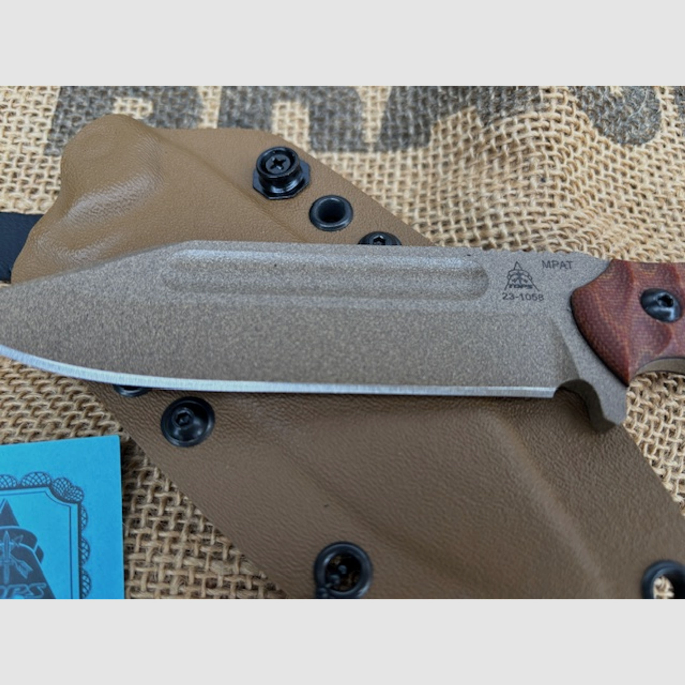 TOPS Knives M-PAT Tan Canvas Micarta Outdoormesser. 02TP210