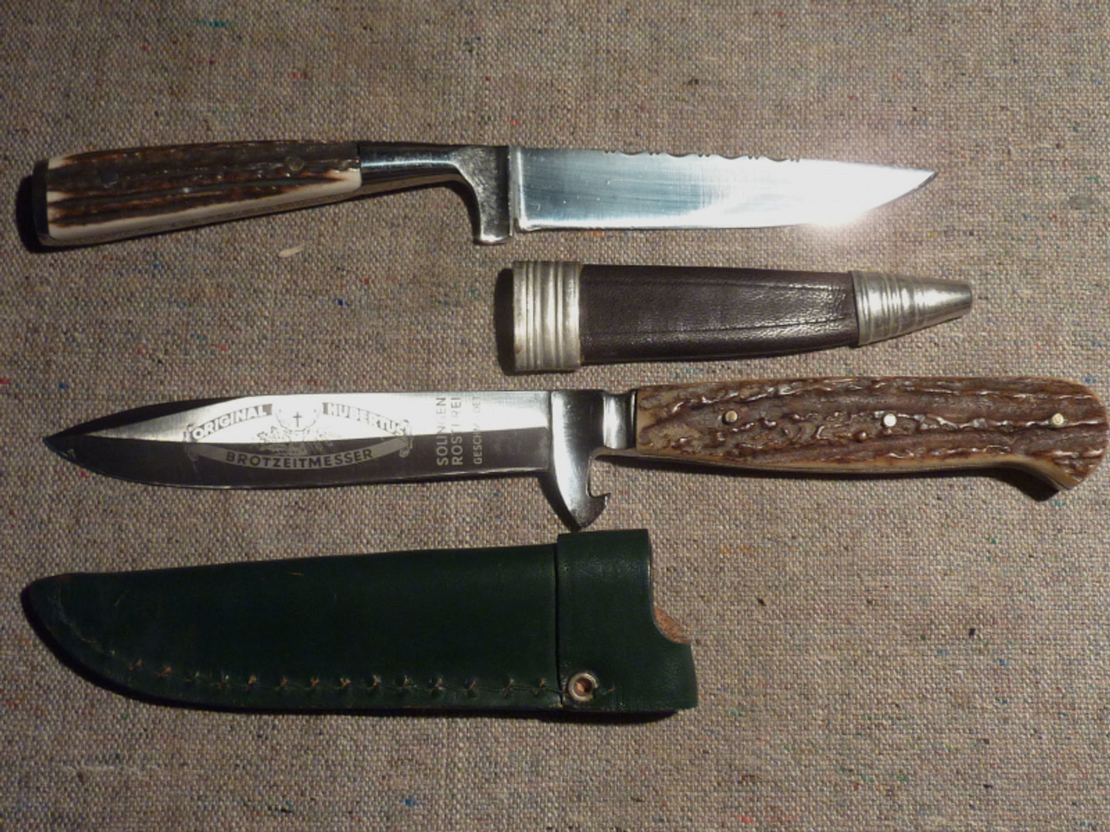 Ein schönes Messerpaar (Brotzeitmesser und Jagdmesser)