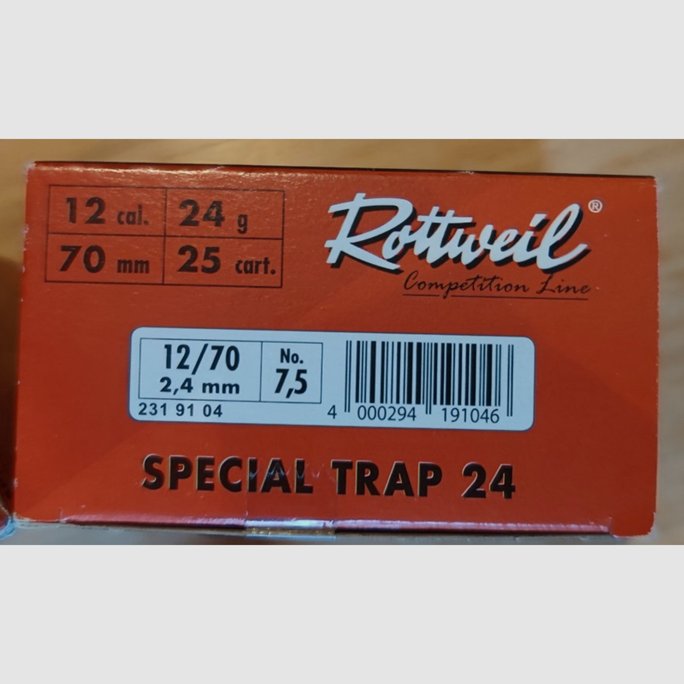 Rottweil Schrotpatronen 100x Special Trap 24 (12/70, 2,4mm) + 10x Express (12/67,5, 7,5mm)