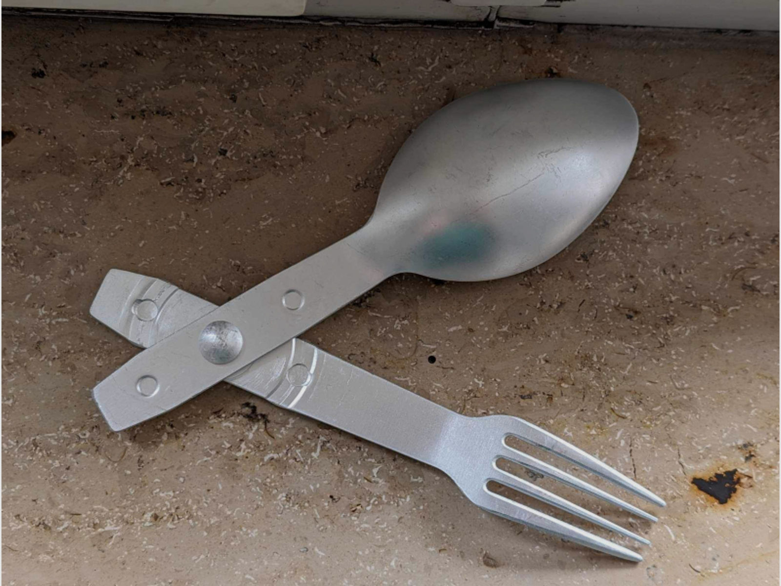 2wk Wehrmacht Feldbesteck Göffel mess tin spoon fork mint 1937 WaA !