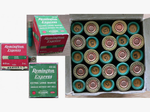 Flinten Munition Remington Kal. .410 / 76 - 3 Zoll, Schrot Nr.5 = 3,0 mm