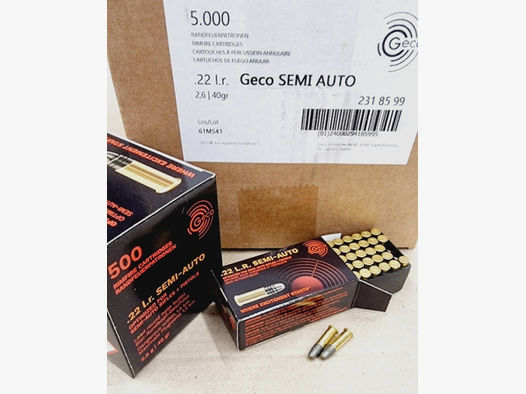 .22LR 40grs Geco Semi Auto 5000 Stk.