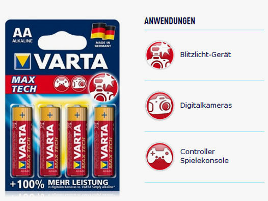 12x VARTA MAX TECH AA Mignon Alkali Batterie für Wildkamera Fotofalle - Made in Germany > UVP 22,47