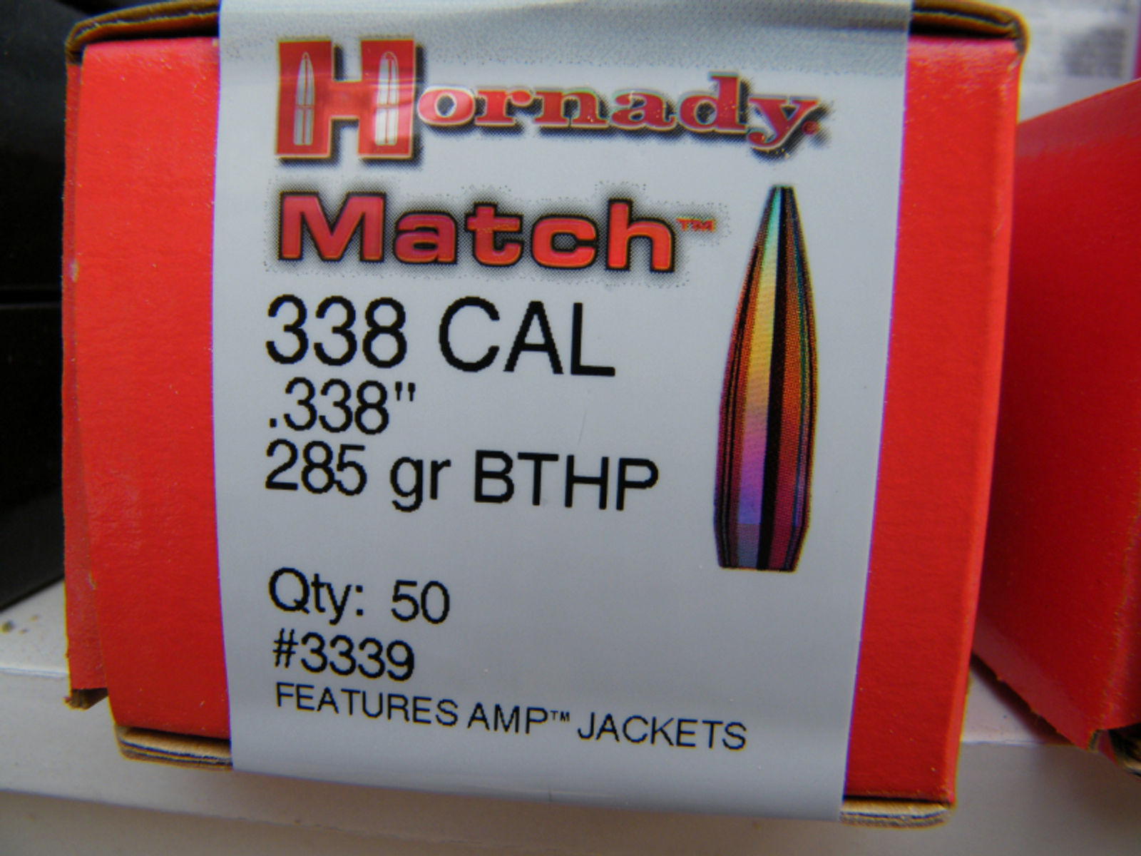 .338/285grs HPBT Match Hornady No. 3339 Geschosse 50 Stk.