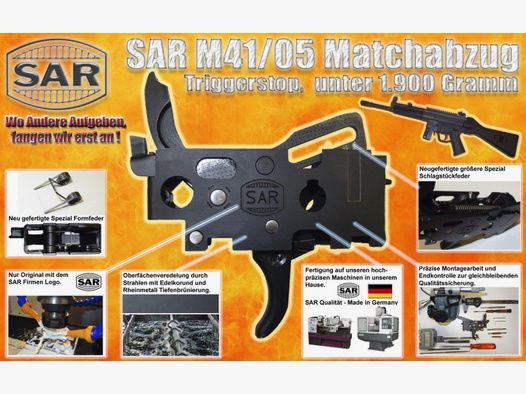 SAR M41/05 Matchabzug unter 1900 Gramm Triggerstop für MP5 ähnliche Waffen Heckler&Koch BT96
