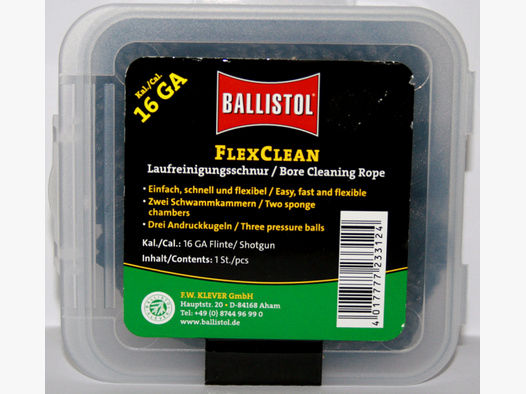BALLISTOL Laufreinigungsschnur "FLEX CLEAN" > perfekt Kalibergenau für Flinte Kaliber 16GA 16/70 16