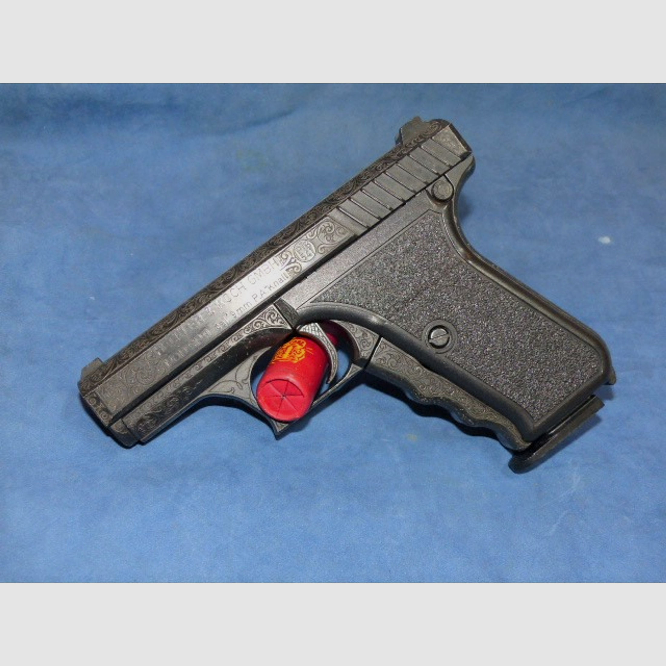 Einzelsück gravierte Heckler & Koch Mod. SP9 (wie HK P7) cal. 9mm PAK